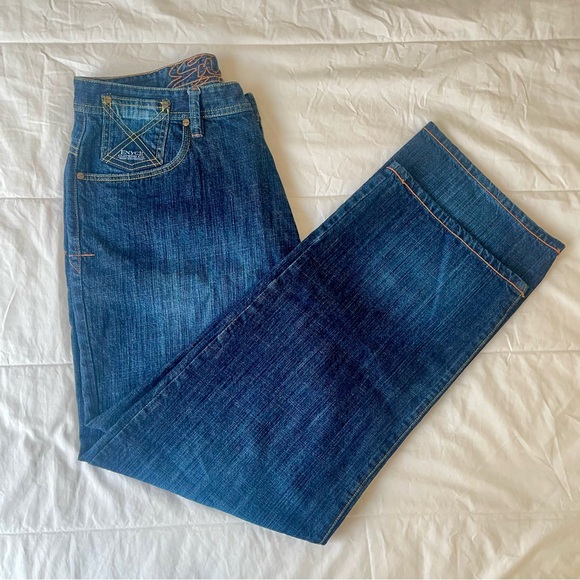 Vintage Enyce Jeans Mens Y2K Baggy Wide Leg Dark Wash Denim Size 36 - Picture 3 of 14